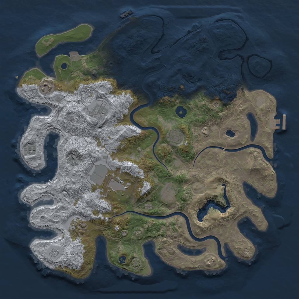 Rust Map: Procedural Map, Size: 4000, Seed: 97615430, 13 Monuments