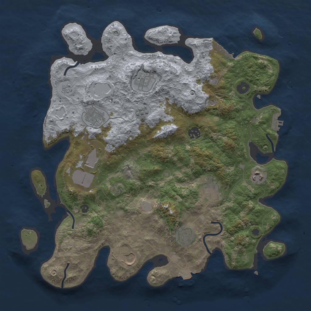 Rust Map: Procedural Map, Size: 3850, Seed: 46841324, 17 Monuments