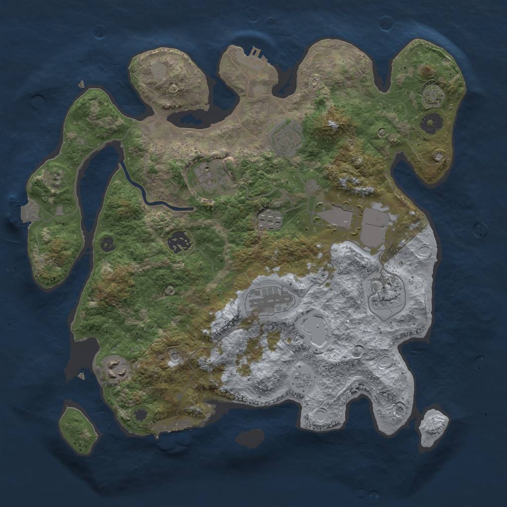 Rust Map: Procedural Map, Size: 3500, Seed: 872124599, 16 Monuments