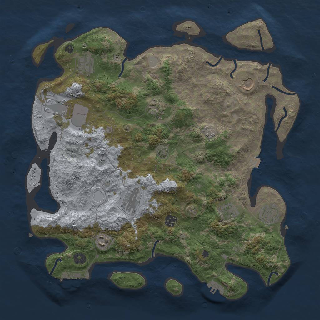 Rust Map: Procedural Map, Size: 3900, Seed: 13611501, 18 Monuments