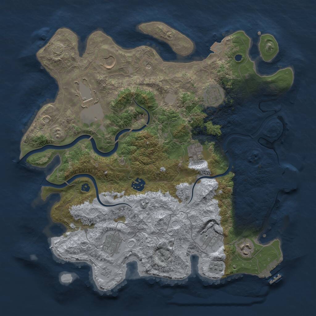 Rust Map: Procedural Map, Size: 3650, Seed: 56432220, 15 Monuments