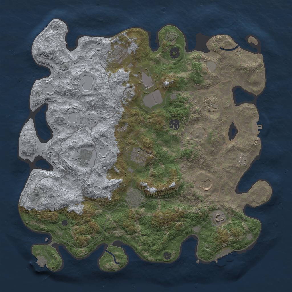 Rust Map: Procedural Map, Size: 4000, Seed: 47369473, 18 Monuments