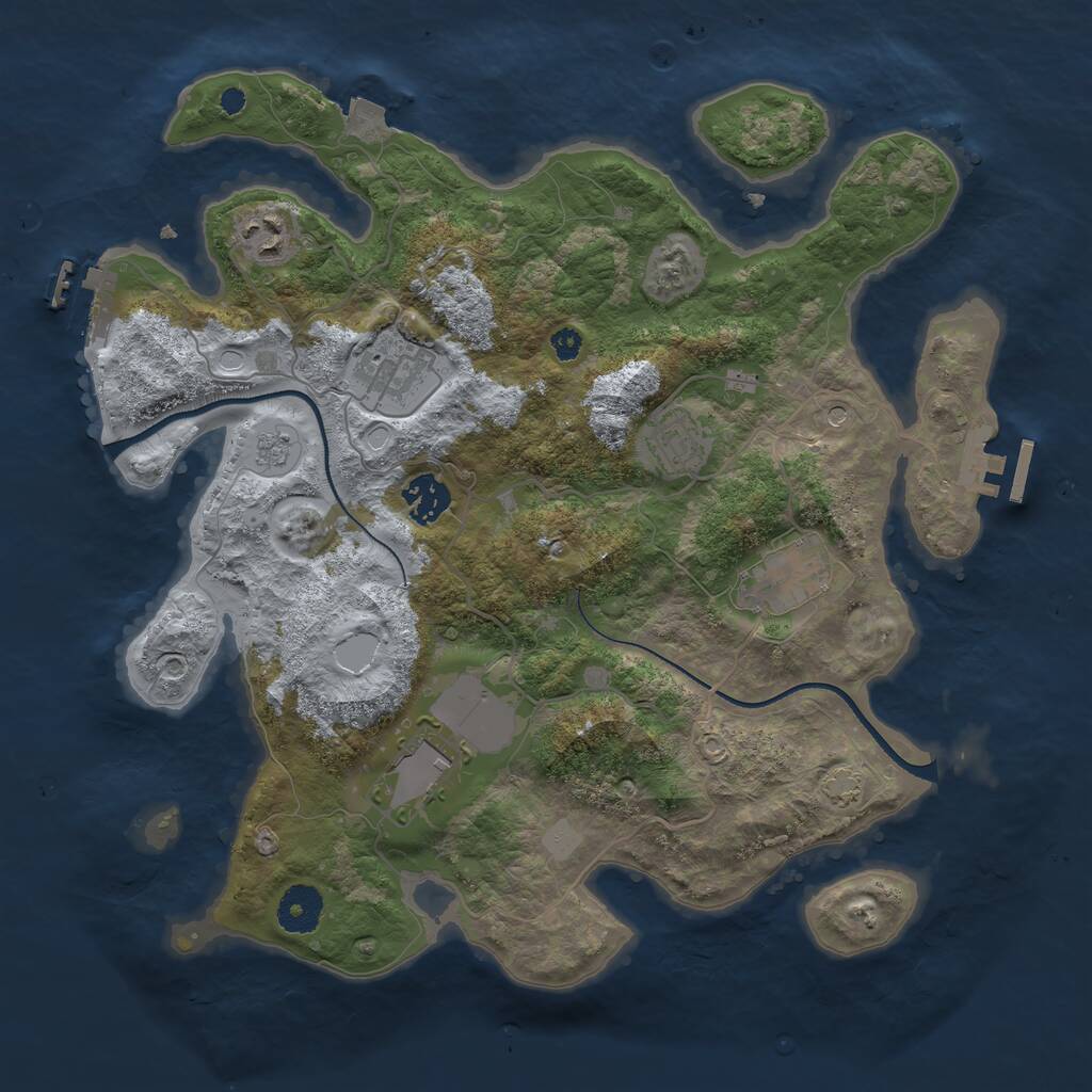 Rust Map: Procedural Map, Size: 3500, Seed: 68989, 12 Monuments