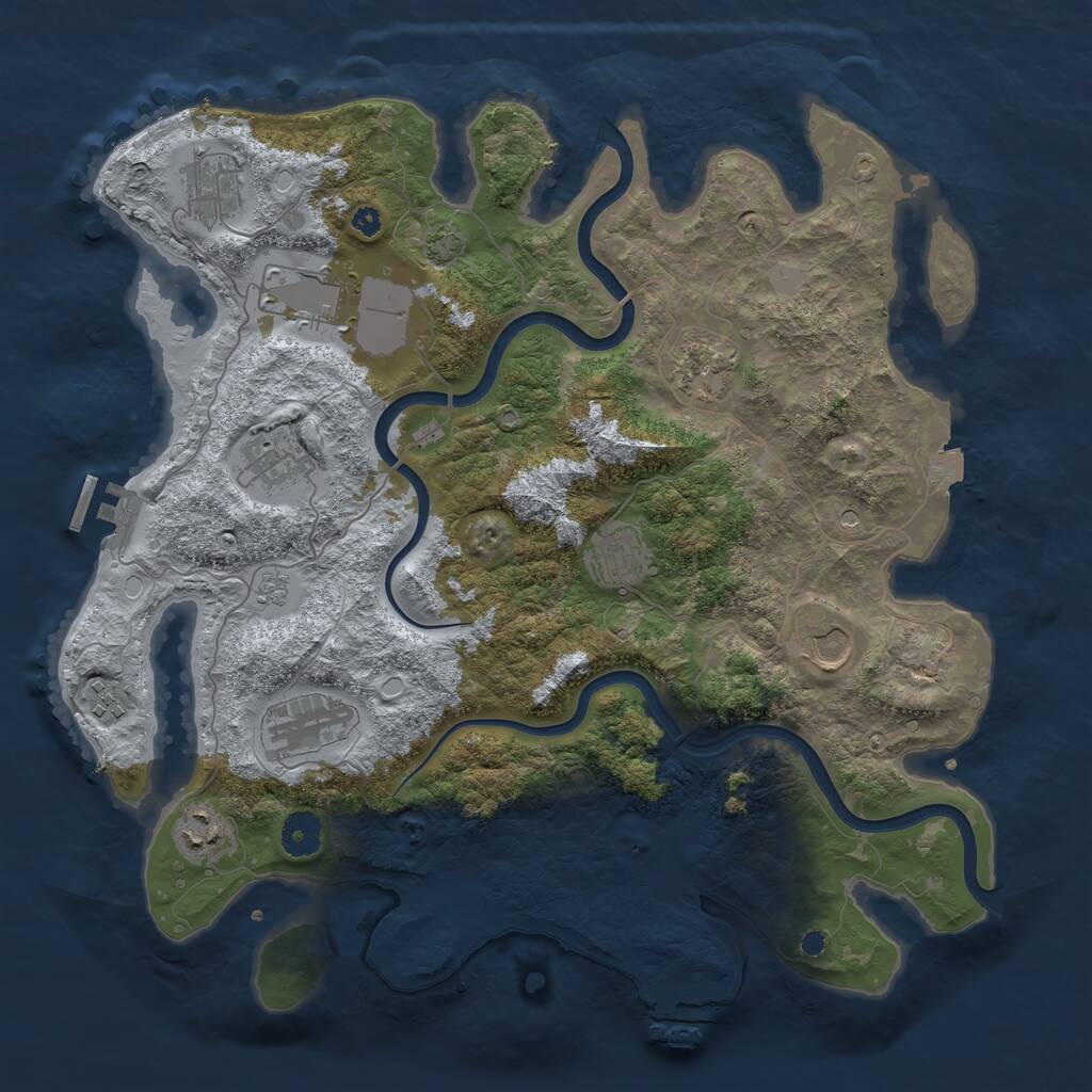 Rust Map: Procedural Map, Size: 3800, Seed: 70578617, 15 Monuments