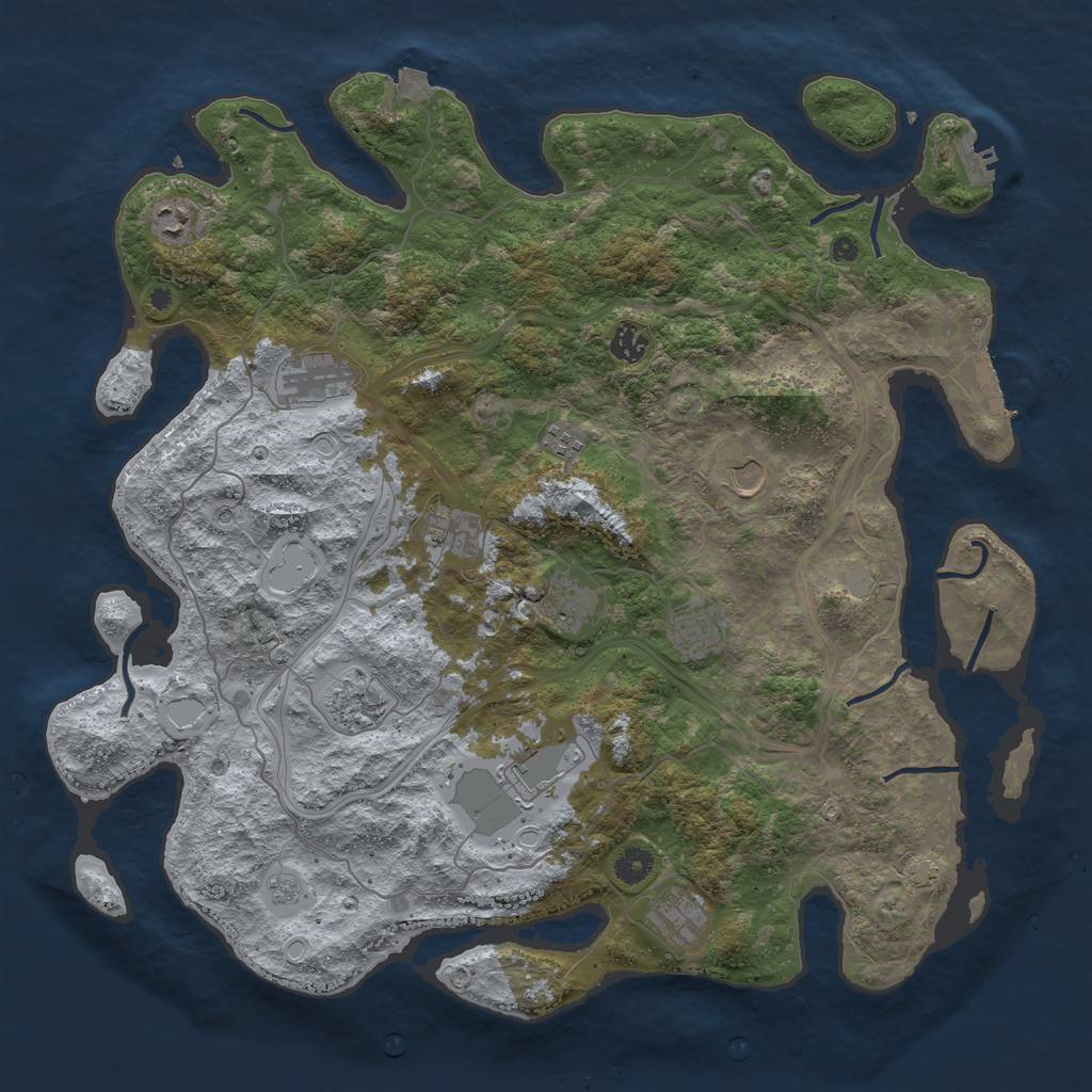 Rust Map: Procedural Map, Size: 4400, Seed: 60554375, 19 Monuments