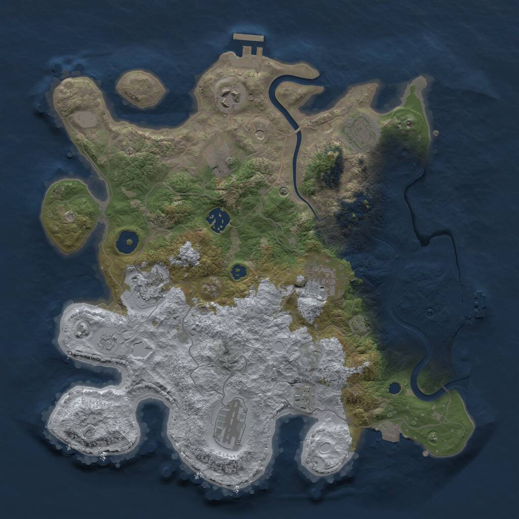 Rust Map: Procedural Map, Size: 3450, Seed: 52818437, 14 Monuments