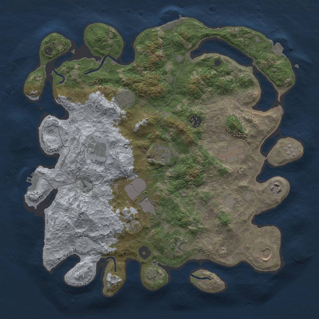 Rust Map: Procedural Map, Size: 3850, Seed: 82317446, 18 Monuments