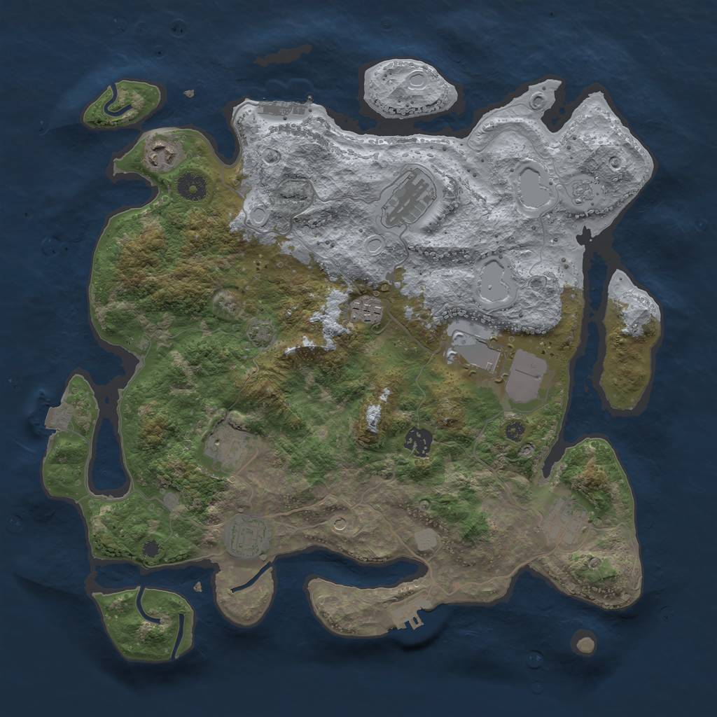 Rust Map: Procedural Map, Size: 3750, Seed: 49830420, 16 Monuments