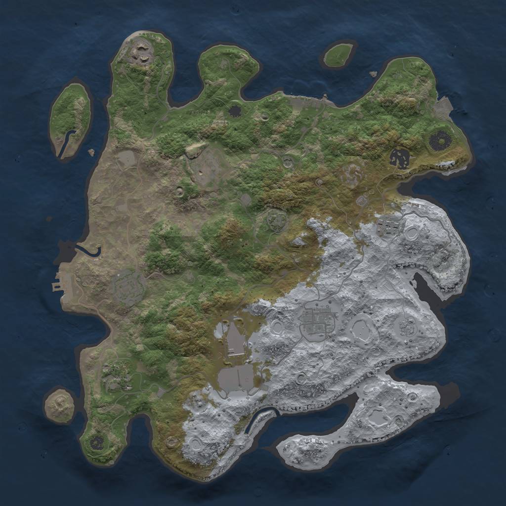 Rust Map: Procedural Map, Size: 3600, Seed: 40618051, 16 Monuments