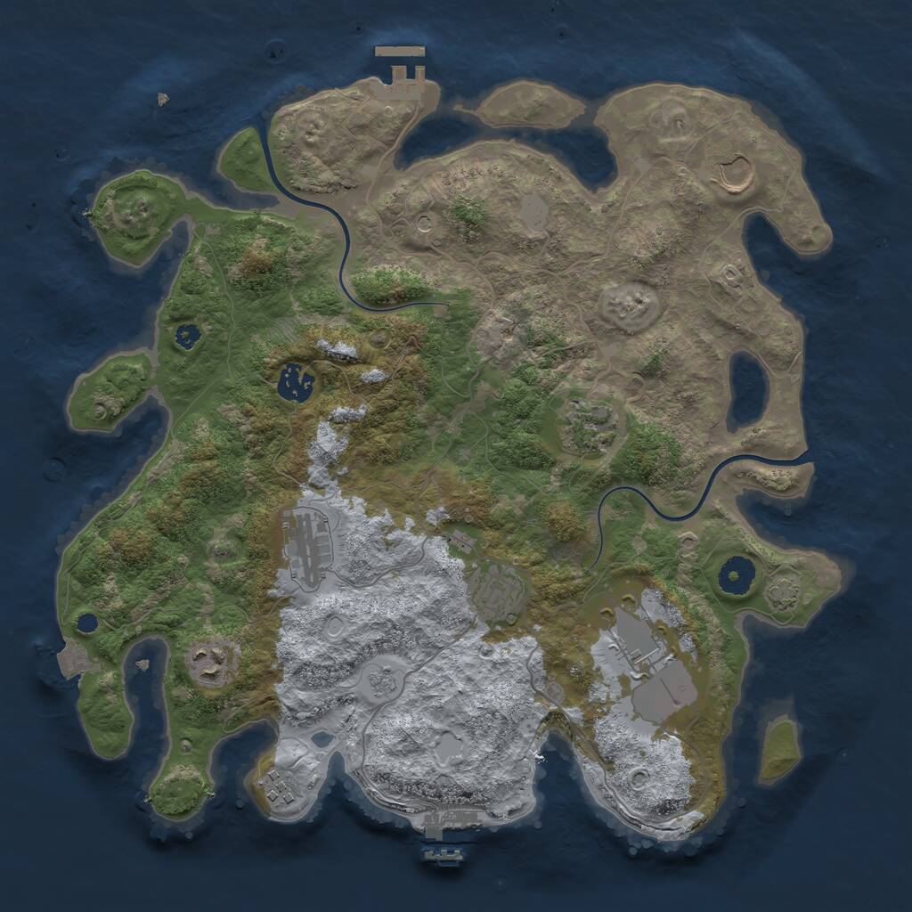 Rust Map: Procedural Map, Size: 3700, Seed: 10274631, 14 Monuments