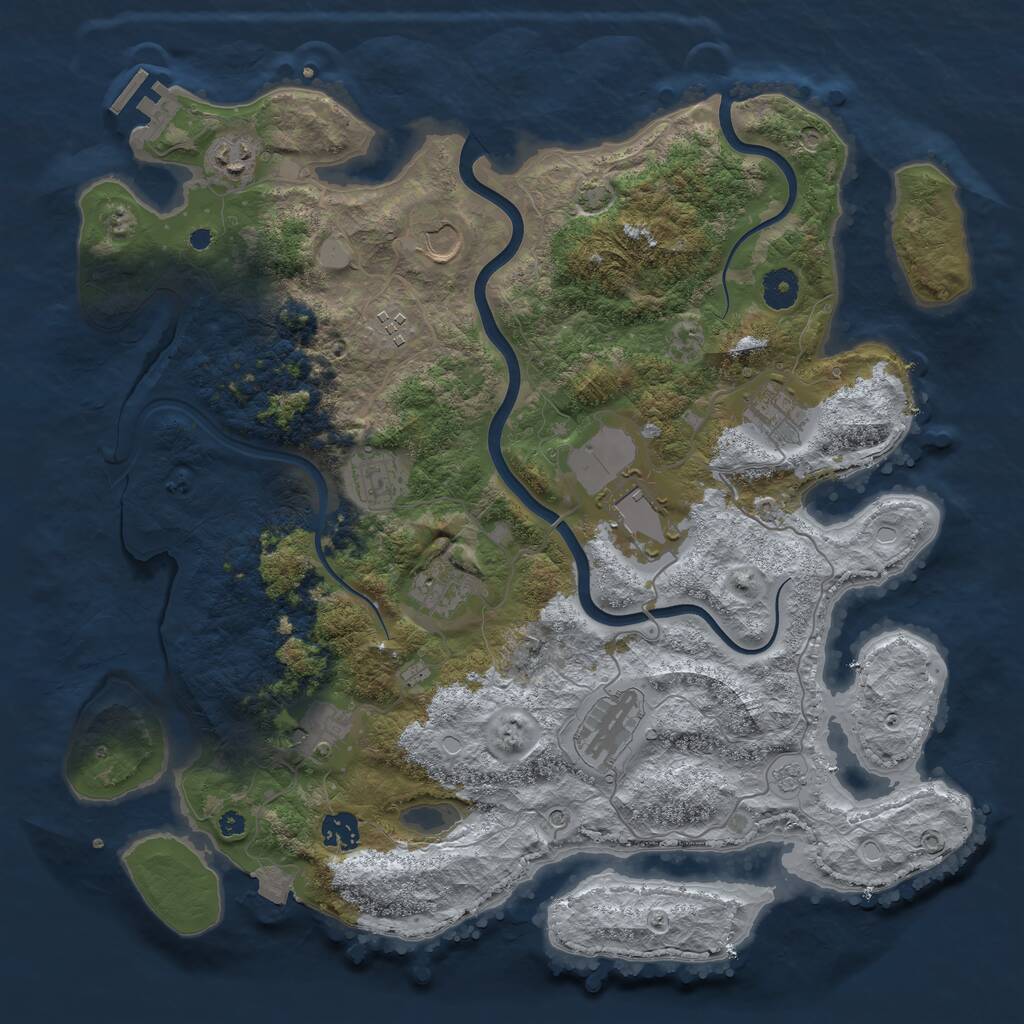 Rust Map: Procedural Map, Size: 3950, Seed: 16326492, 15 Monuments