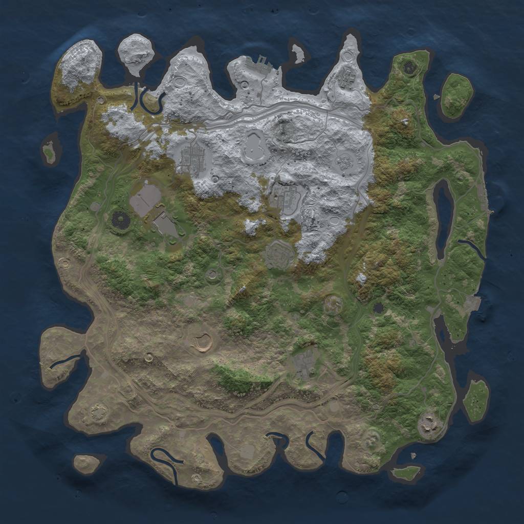 Rust Map: Procedural Map, Size: 4250, Seed: 713882512, 16 Monuments