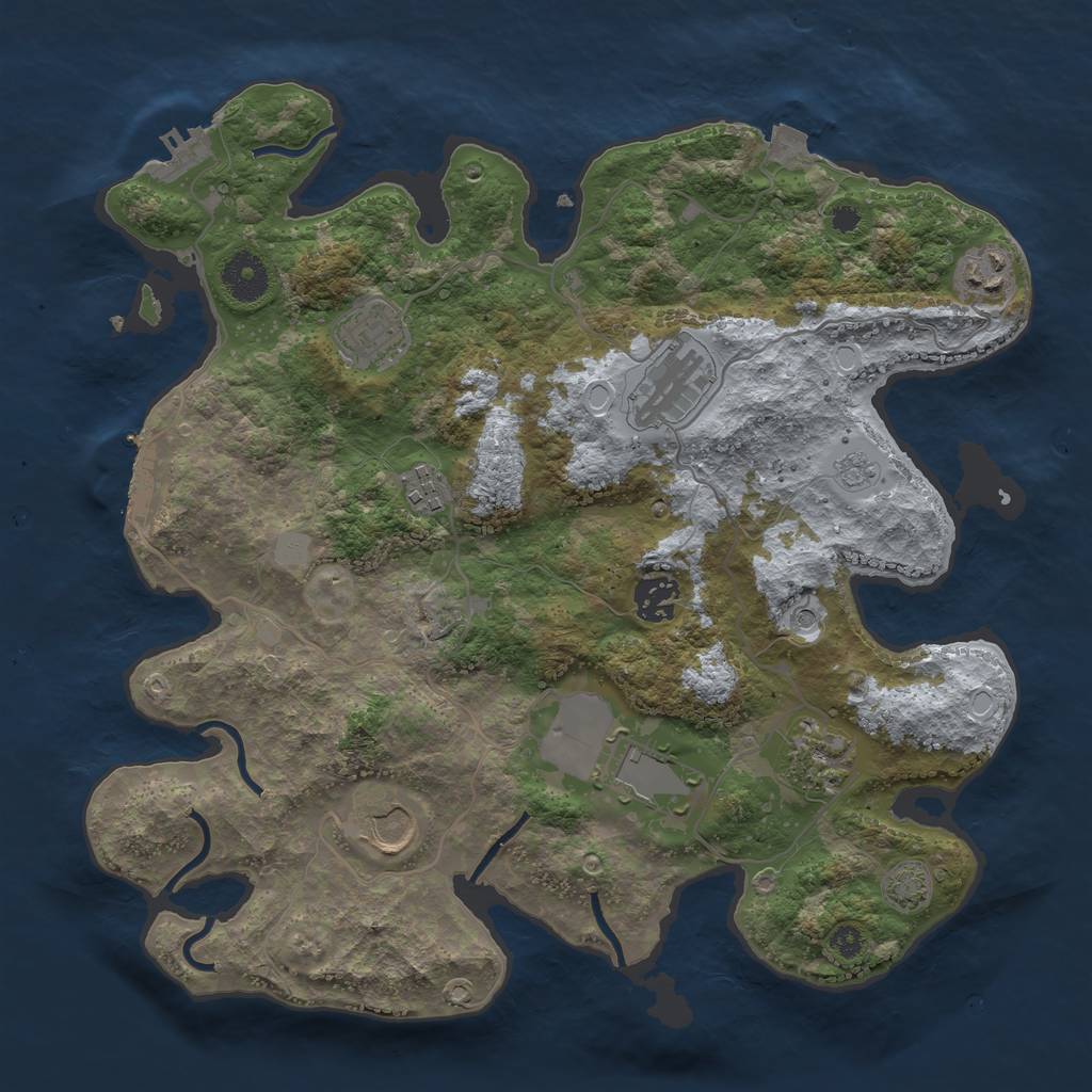 Rust Map: Procedural Map, Size: 3500, Seed: 59595959, 16 Monuments