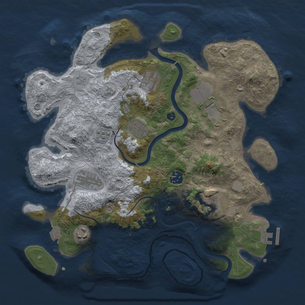 Rust Map: Procedural Map, Size: 3500, Seed: 8258620, 13 Monuments