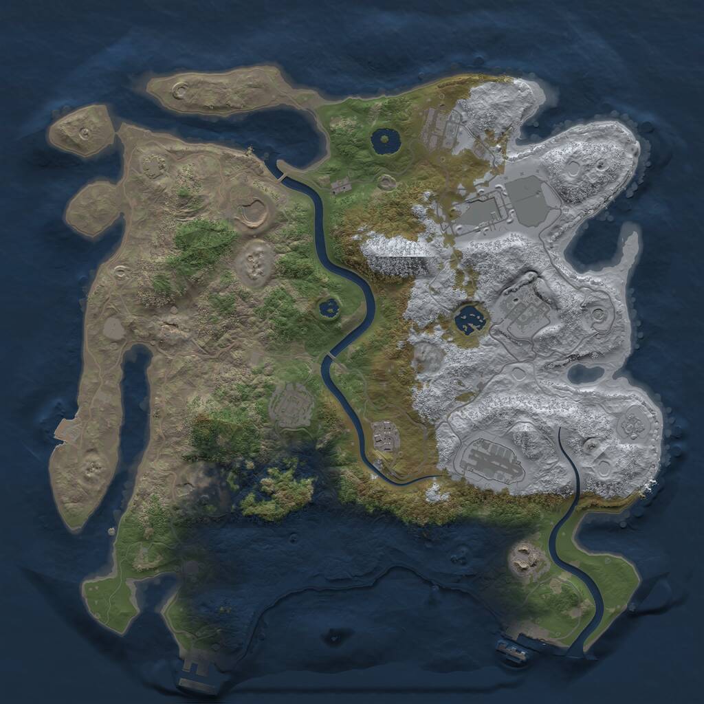 Rust Map: Procedural Map, Size: 3750, Seed: 48465744, 16 Monuments