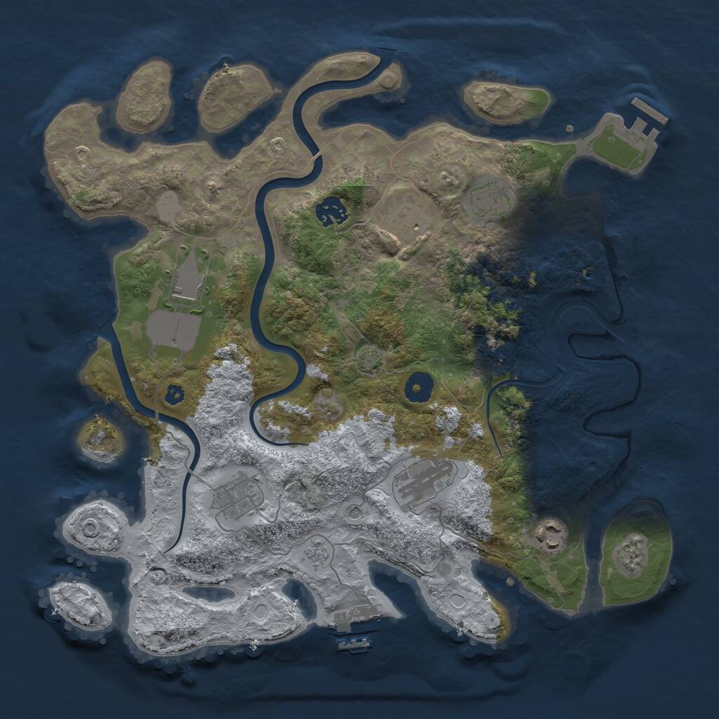 Rust Map: Procedural Map, Size: 3600, Seed: 92400406, 14 Monuments