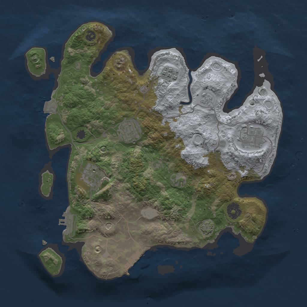 Rust Map: Procedural Map, Size: 3000, Seed: 1445930323, 12 Monuments