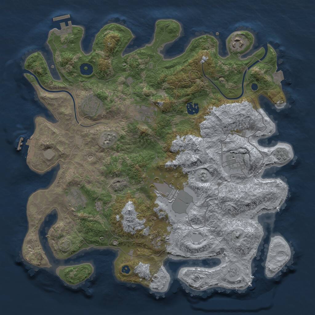 Rust Map: Procedural Map, Size: 3700, Seed: 42573745, 15 Monuments