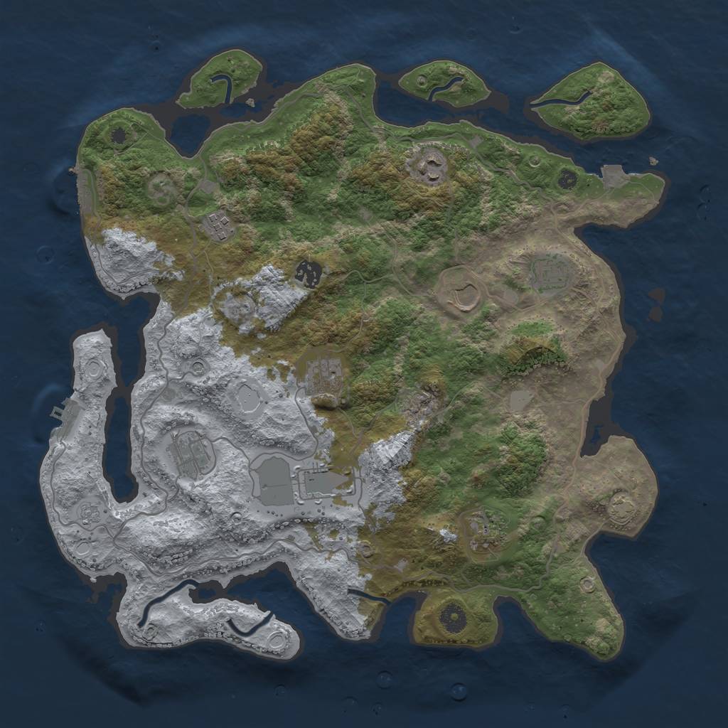 Rust Map: Procedural Map, Size: 4000, Seed: 70261160, 17 Monuments