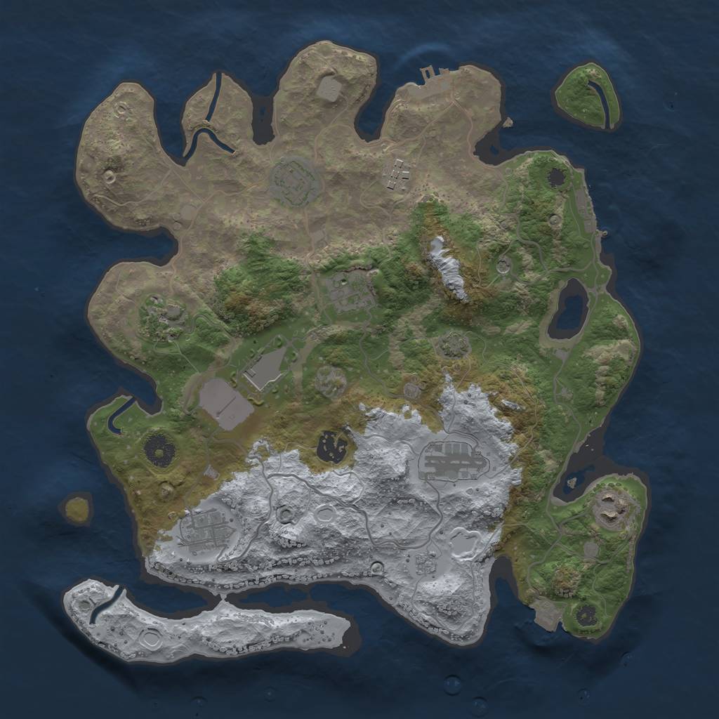 Rust Map: Procedural Map, Size: 3500, Seed: 2111752255, 17 Monuments