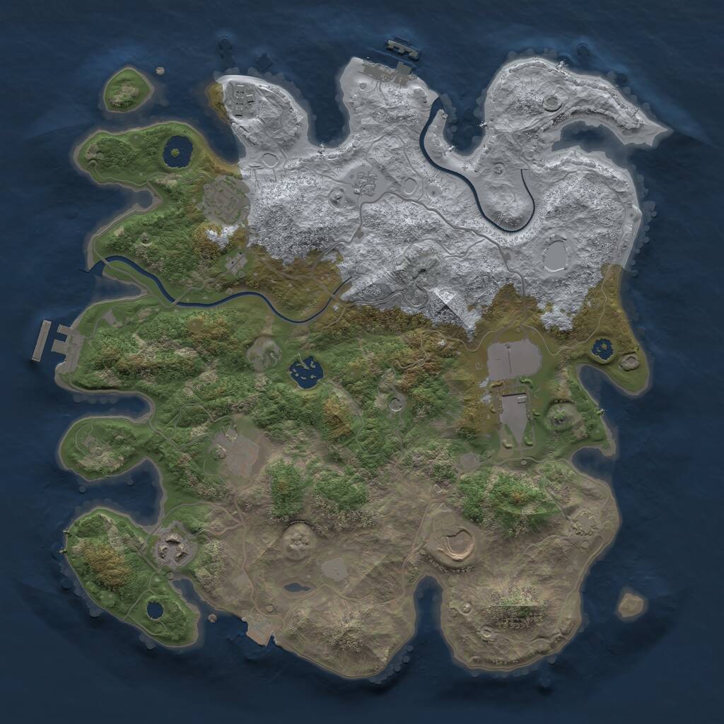 Rust Map: Procedural Map, Size: 3500, Seed: 1644679686, 13 Monuments
