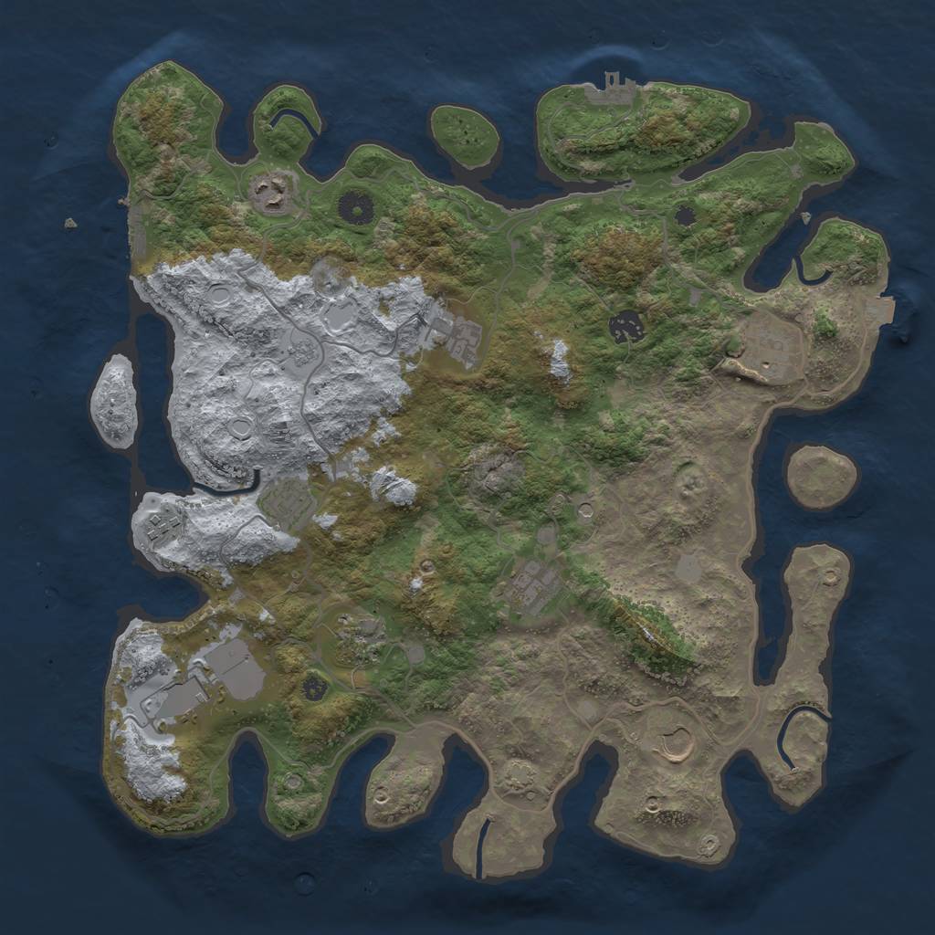Rust Map: Procedural Map, Size: 4000, Seed: 518158930, 18 Monuments