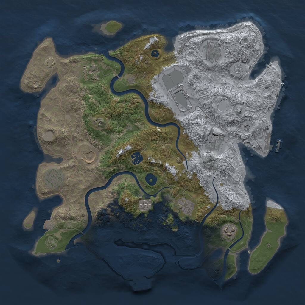 Rust Map: Procedural Map, Size: 3850, Seed: 1184764397, 16 Monuments