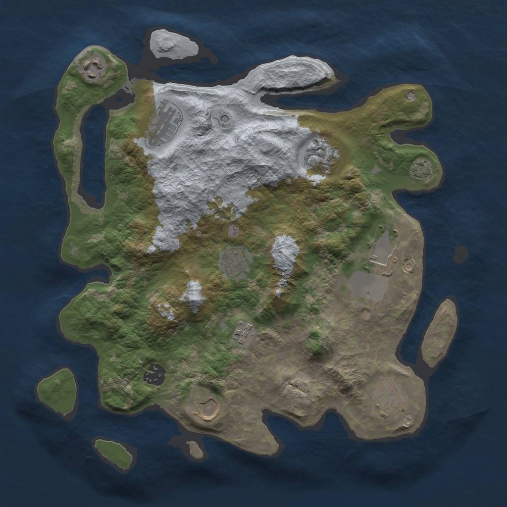 Rust Map: Barren, Size: 3500, Seed: 27183460, 13 Monuments