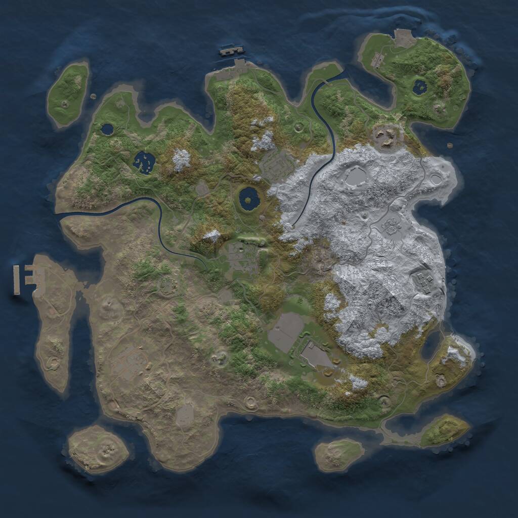 Rust Map: Procedural Map, Size: 3550, Seed: 27152540, 12 Monuments