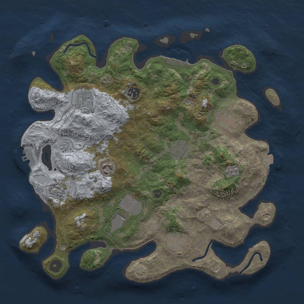 Rust Map: Procedural Map, Size: 3650, Seed: 10907216, 17 Monuments
