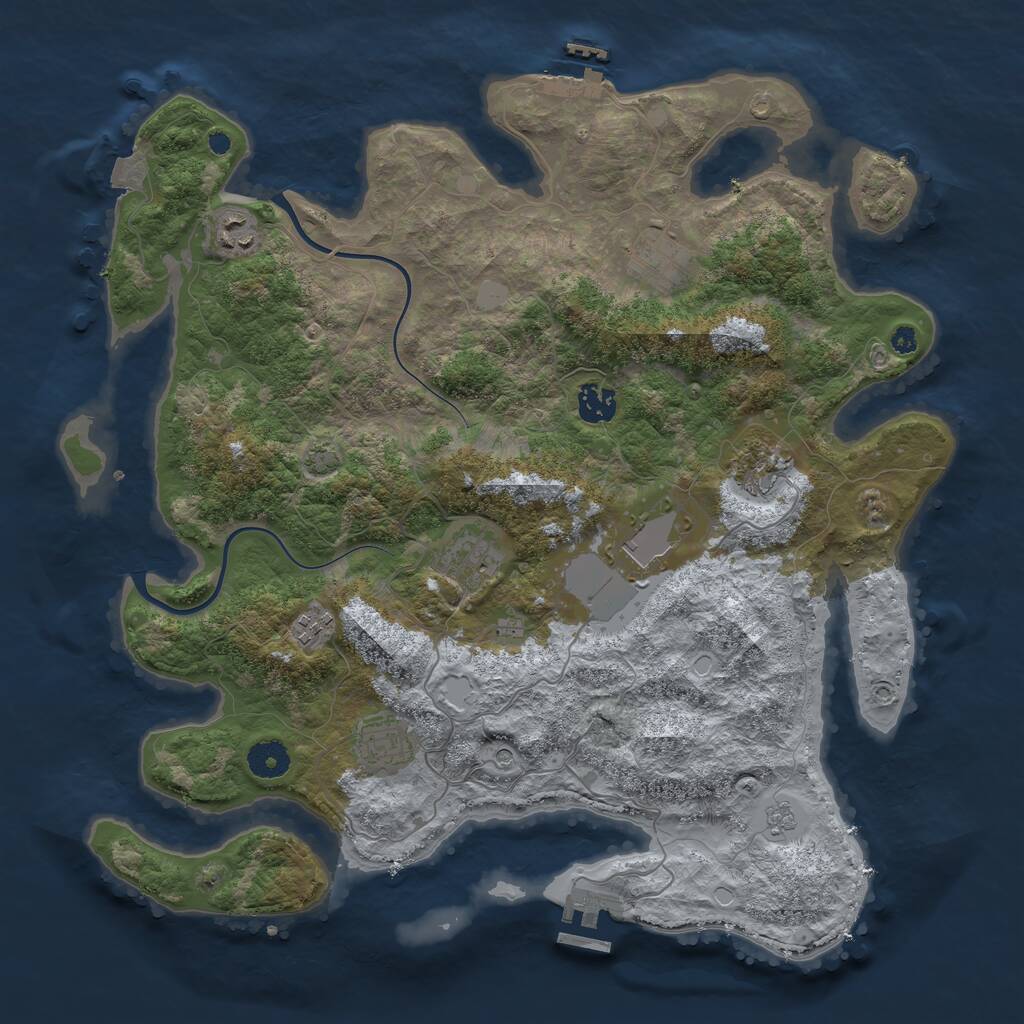 Rust Map: Procedural Map, Size: 3850, Seed: 14313646, 14 Monuments