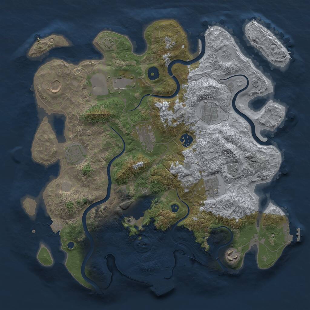 Rust Map: Procedural Map, Size: 3700, Seed: 88873998, 16 Monuments