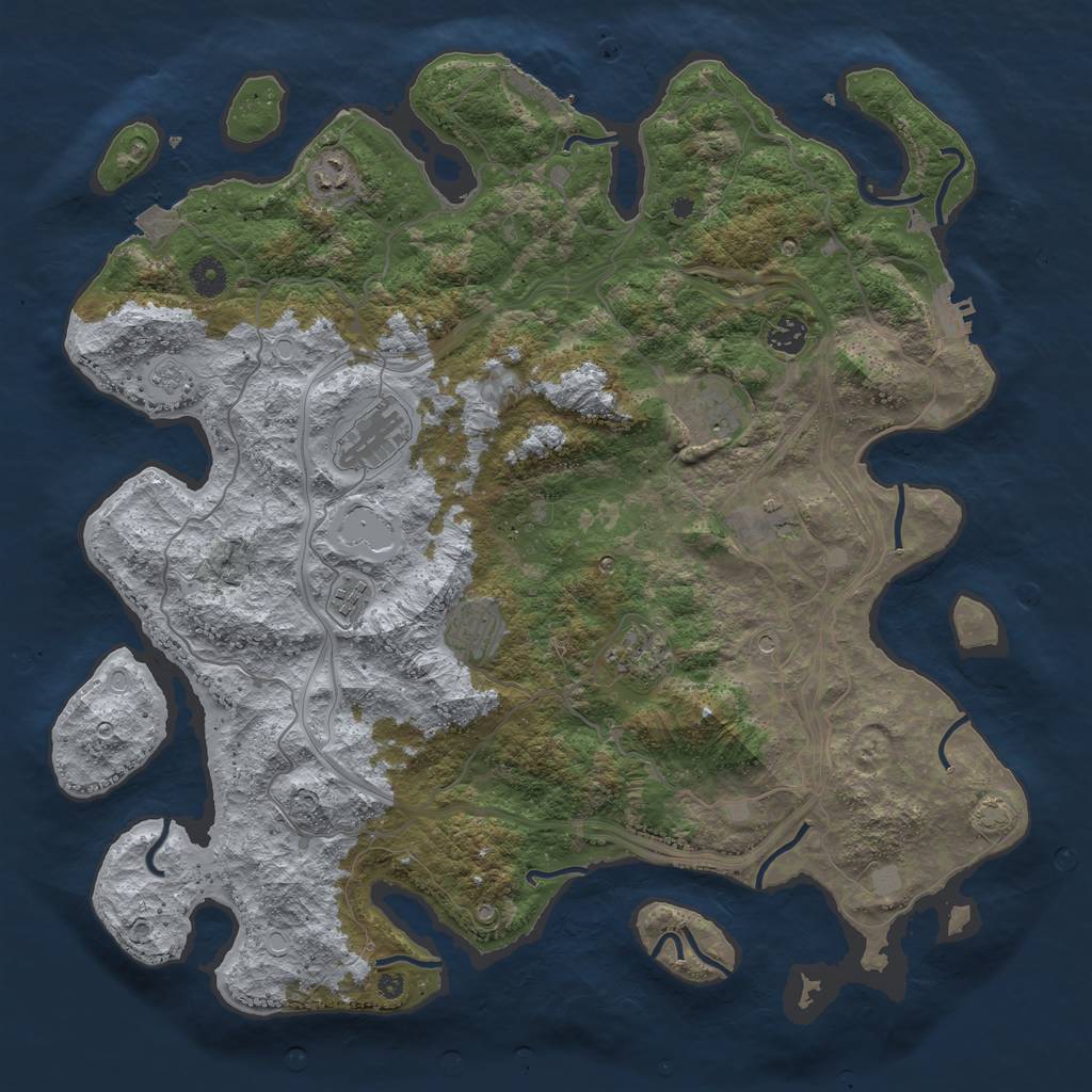 Rust Map: Procedural Map, Size: 4250, Seed: 43811200, 16 Monuments
