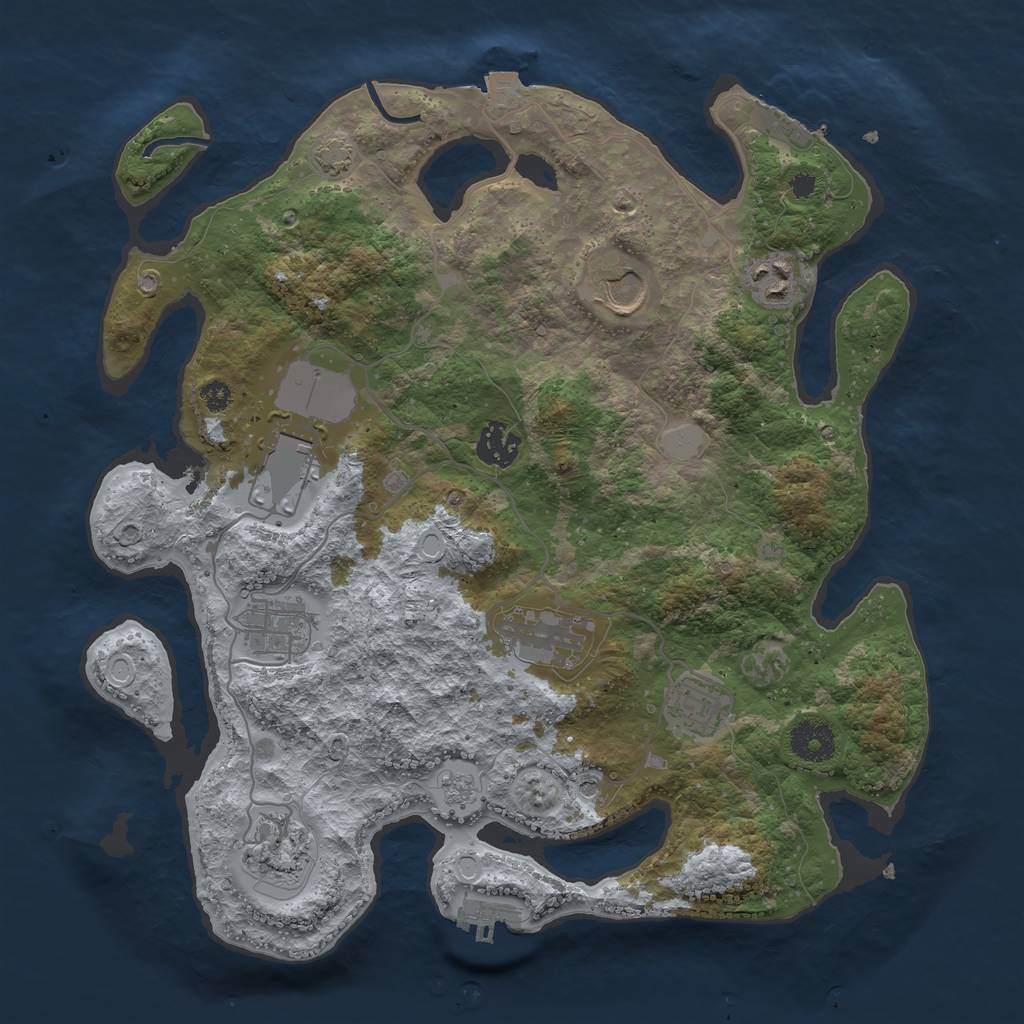 Rust Map: Procedural Map, Size: 3500, Seed: 42794298, 16 Monuments