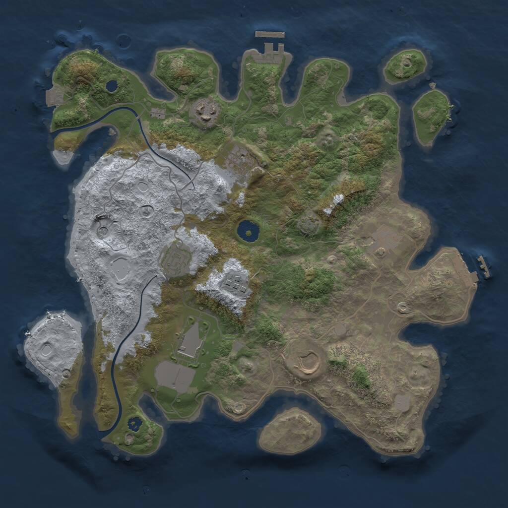 Rust Map: Procedural Map, Size: 3500, Seed: 26530338, 12 Monuments