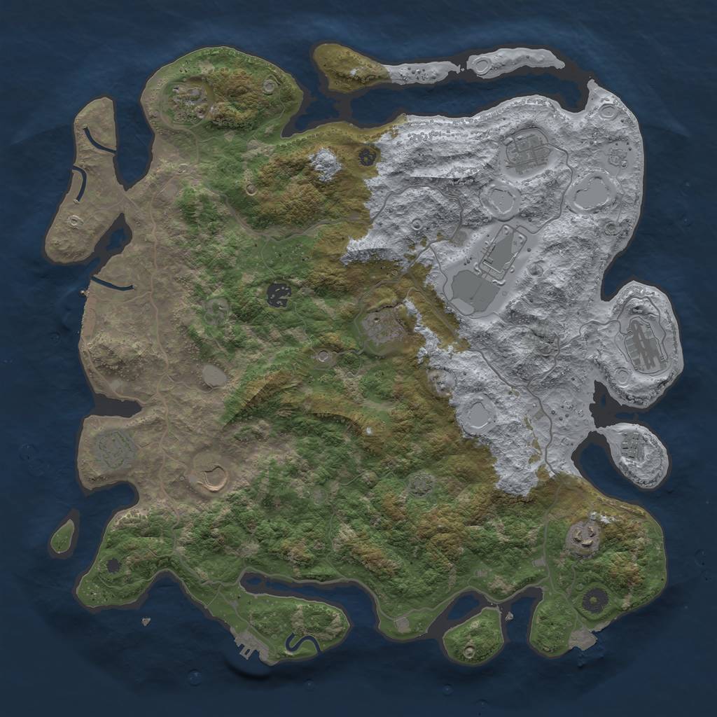 Rust Map: Procedural Map, Size: 4249, Seed: 1184764397, 18 Monuments