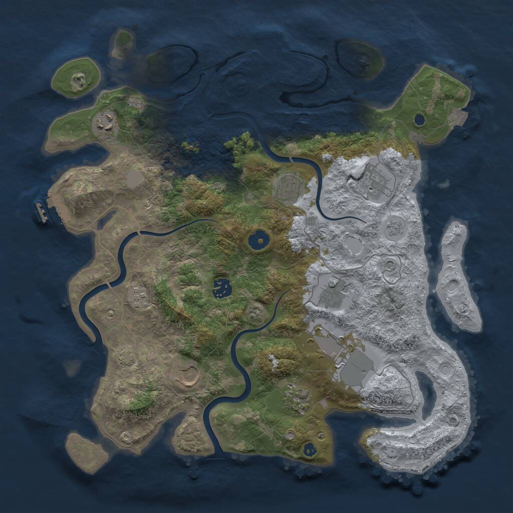 Rust Map: Procedural Map, Size: 3850, Seed: 62488804, 15 Monuments