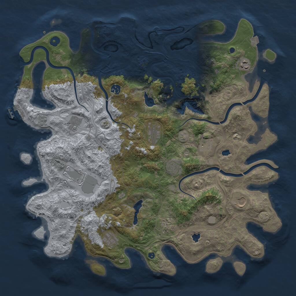 Rust Map: Procedural Map, Size: 4500, Seed: 1461800249, 17 Monuments