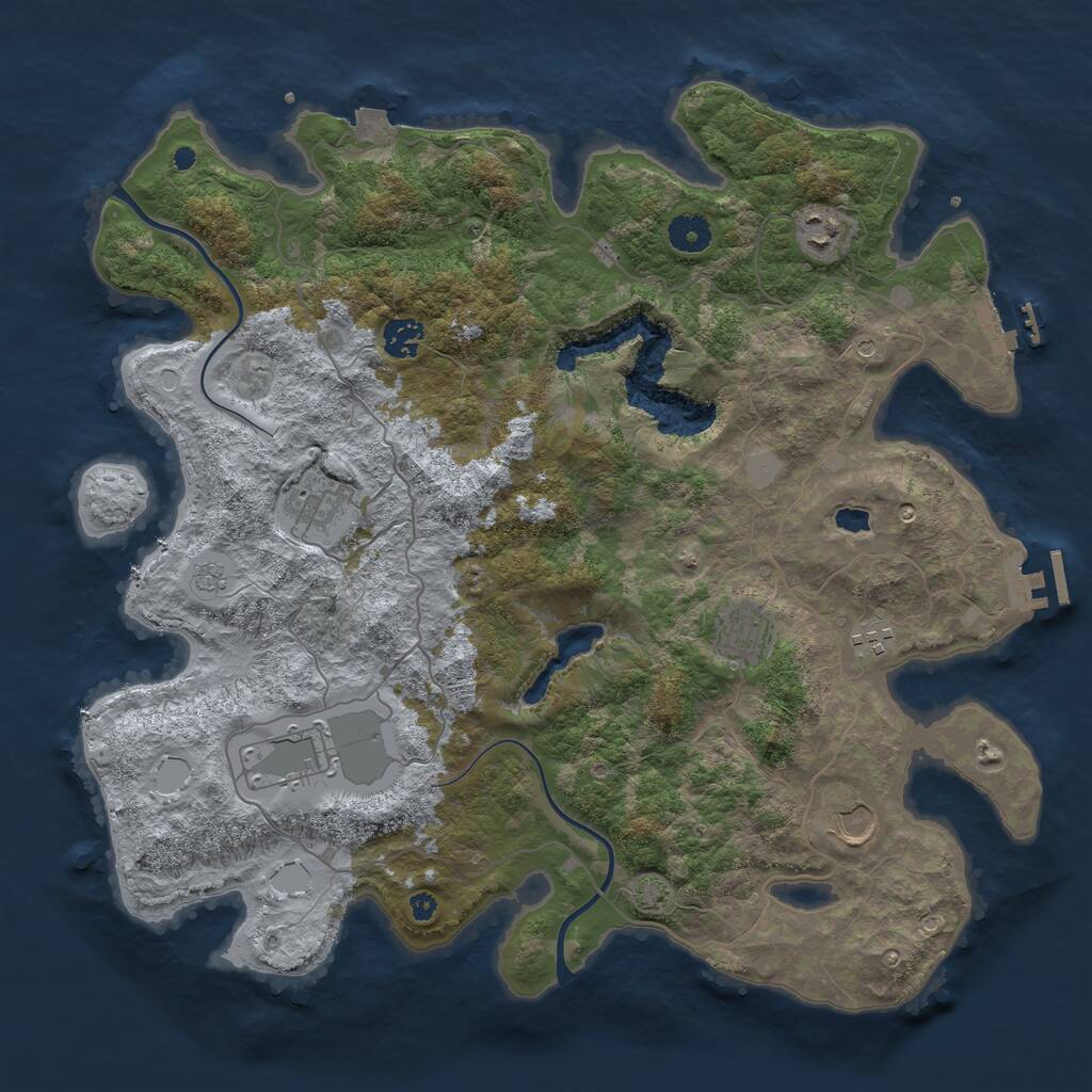 Rust Map: Procedural Map, Size: 4000, Seed: 184937582, 13 Monuments