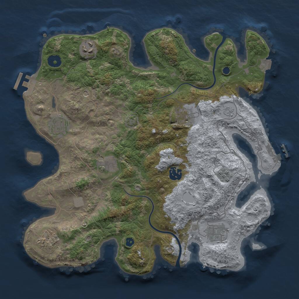 Rust Map: Procedural Map, Size: 3400, Seed: 70749784, 14 Monuments