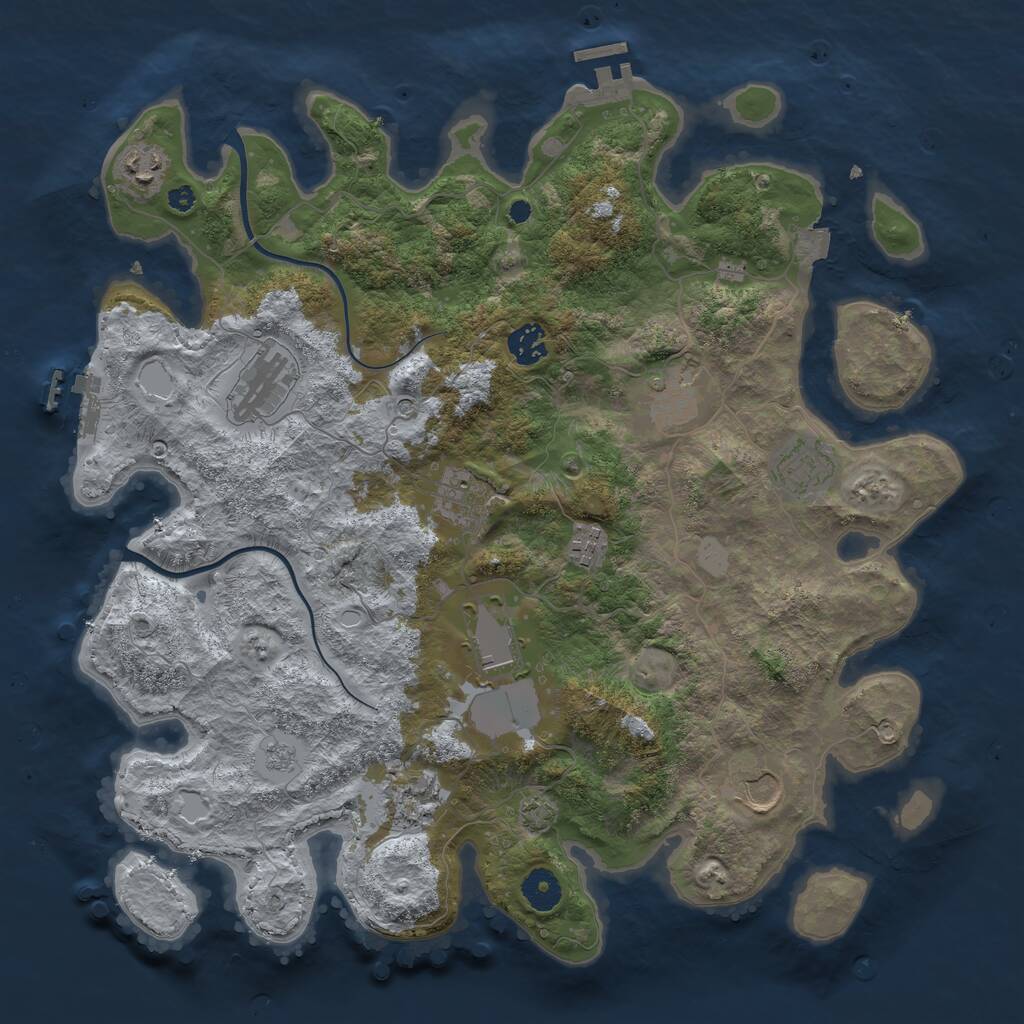 Rust Map: Procedural Map, Size: 3850, Seed: 93954988, 16 Monuments