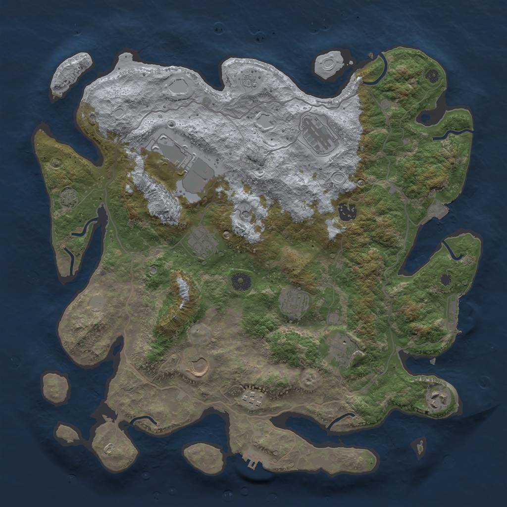 Rust Map: Procedural Map, Size: 4000, Seed: 396039468, 17 Monuments
