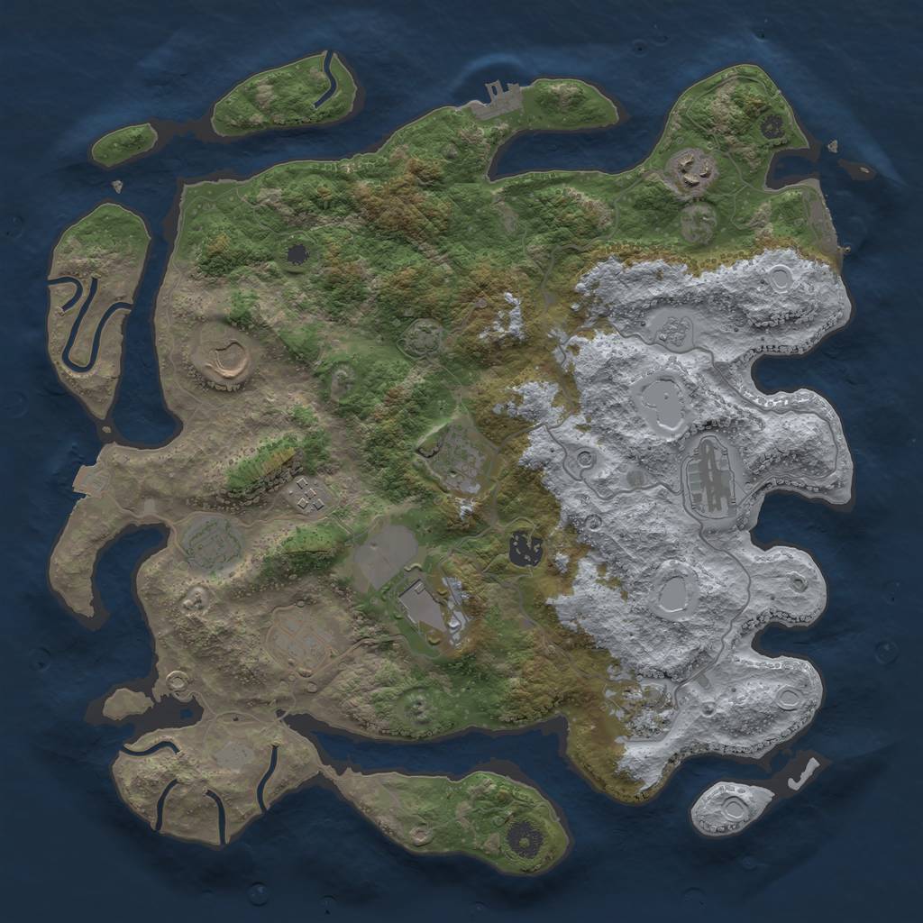 Rust Map: Procedural Map, Size: 3850, Seed: 10250423, 18 Monuments