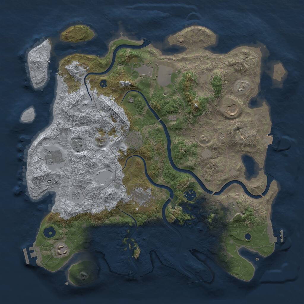 Rust Map: Procedural Map, Size: 3950, Seed: 37761664, 15 Monuments