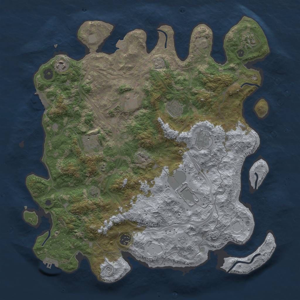 Rust Map: Procedural Map, Size: 4250, Seed: 646830422, 17 Monuments