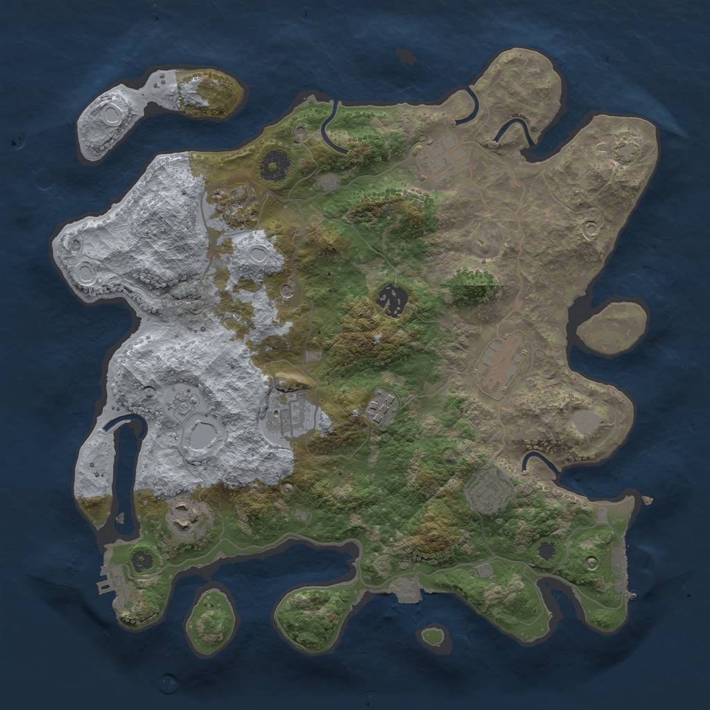 Rust Map: Procedural Map, Size: 3450, Seed: 8284043, 16 Monuments