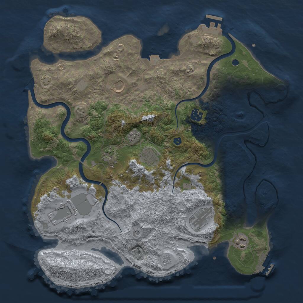 Rust Map: Procedural Map, Size: 3700, Seed: 45441488, 14 Monuments