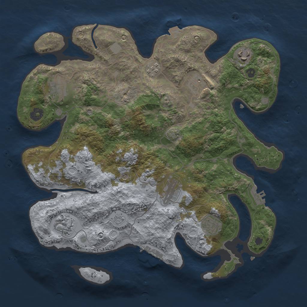 Rust Map: Procedural Map, Size: 3450, Seed: 851134, 15 Monuments