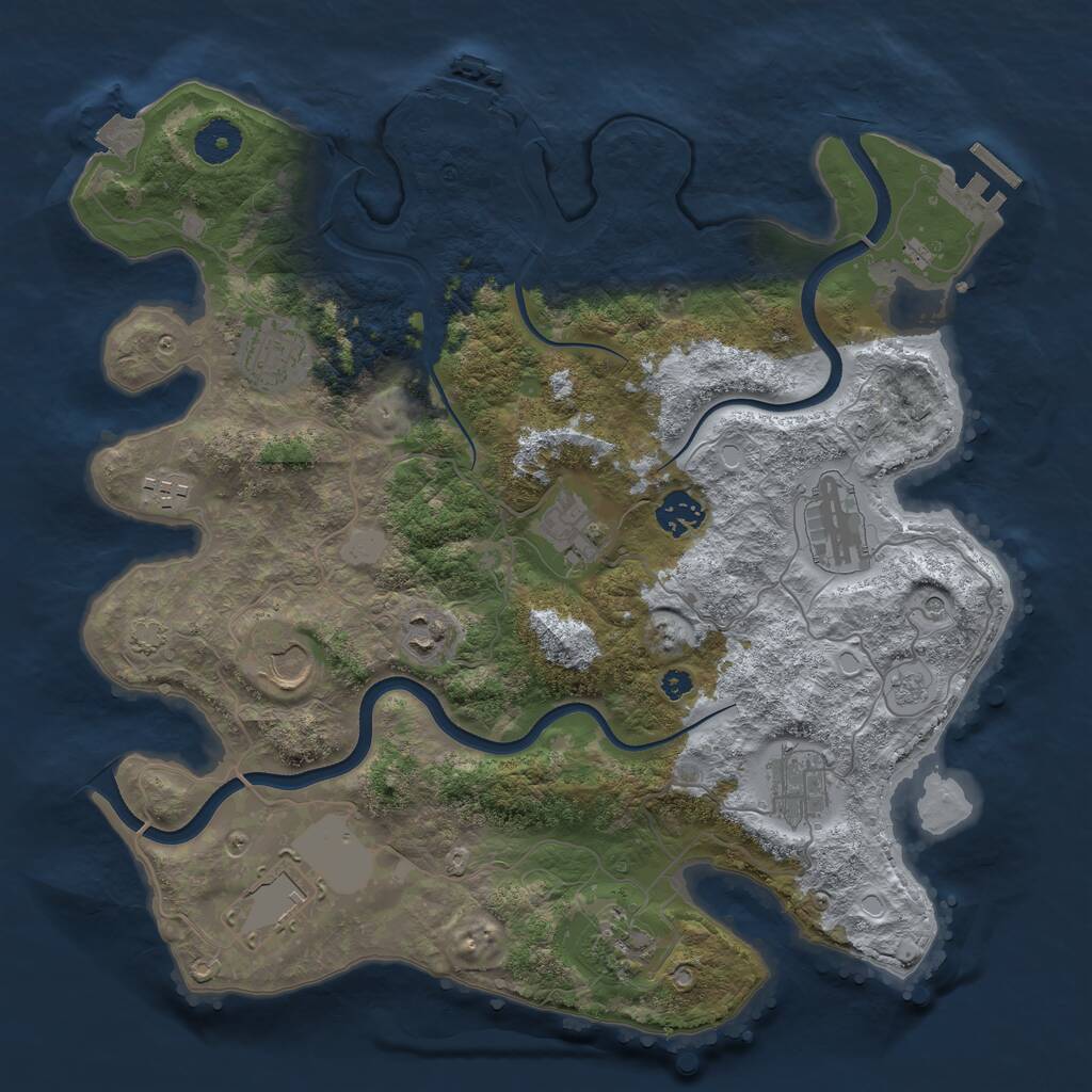 Rust Map: Procedural Map, Size: 3650, Seed: 53314568, 16 Monuments