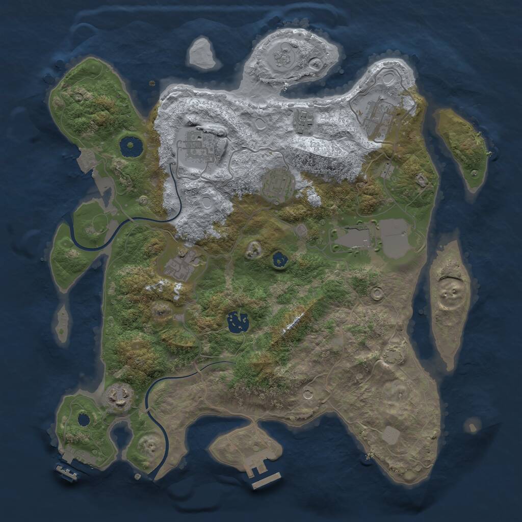 Rust Map: Procedural Map, Size: 3500, Seed: 71903184, 14 Monuments